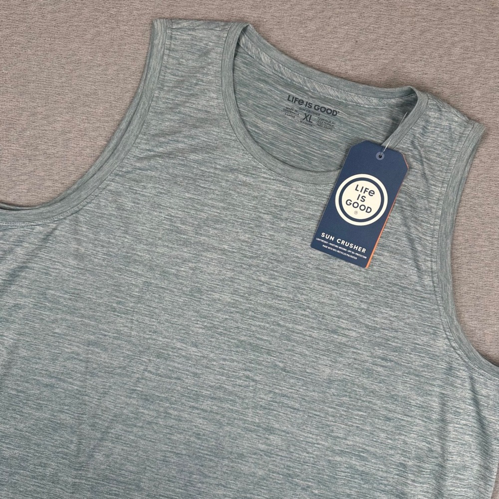 Life Is Good Sun Crusher Tank Top Womens XL Smoky Blue Heather UPF 50 Activewear